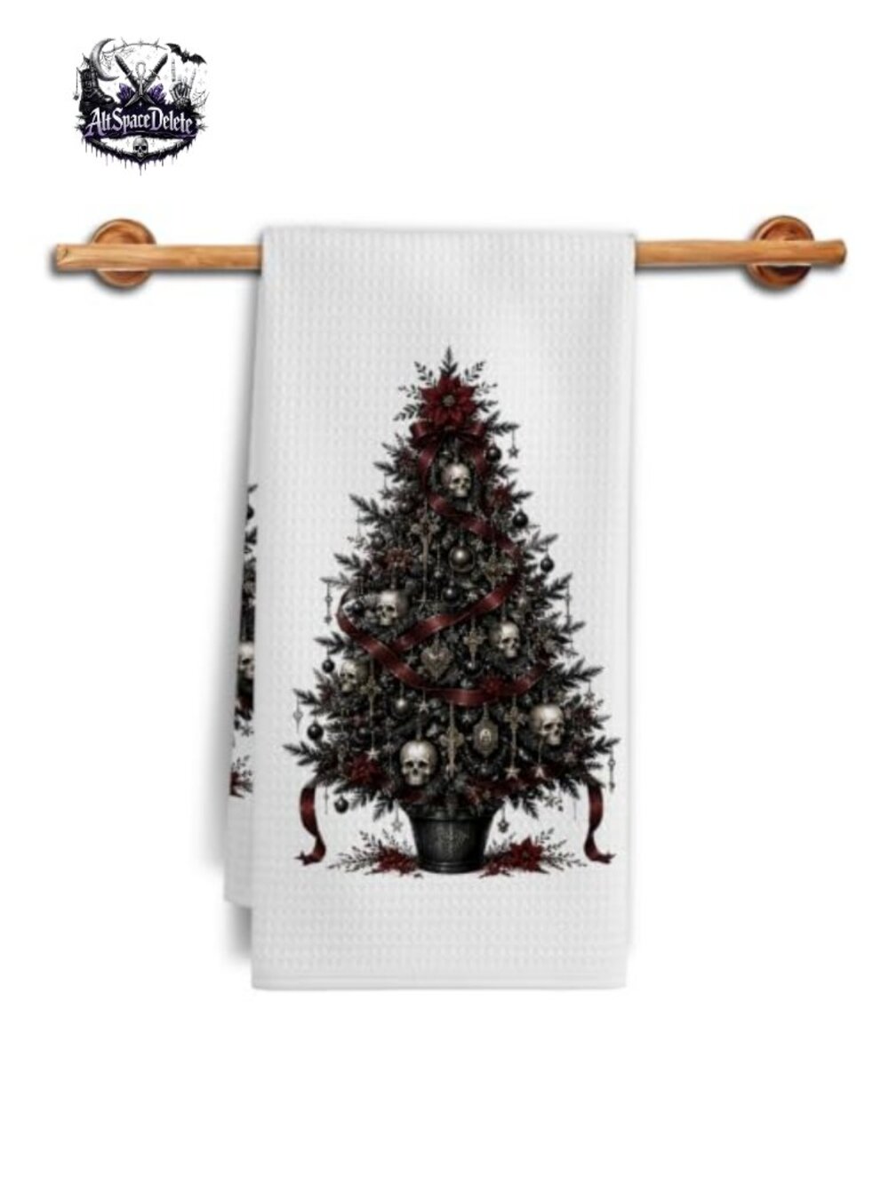 Skull Christmas Tree Kitchen Towel 16x24 Inch Microfiber Dish Hand Towel